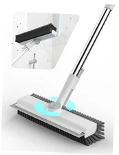 Floor Scrub Brush with Long Handle, 3 in 1 Scrape and Heavy-Duty 1 Pack White