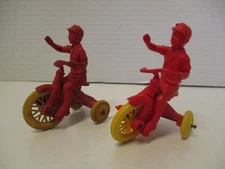 Lot of 2 Vintage Auburn Rubber Company BOY ON TRICYCLE Toys