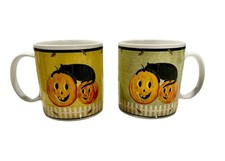 Pumpkin Black Cat Halloween Mugs Warren Kimbl...