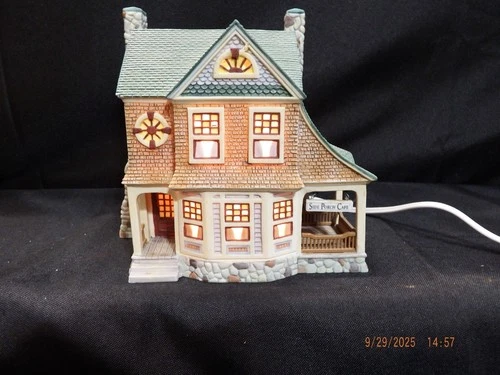Vtg Dept 56 Season's Bay-Side Porch Cafe-Christmas Village House-1998-C105