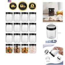 Plastic Jars Food Storage Containers 8 Ounce 16 Pack Leakproof Airtight