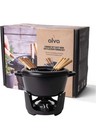 Nori 2 Qt. Premium Enameled Cast Iron Fondue Set for Cheese Chocolate Meat