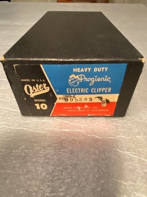 VTG OSTER MODEL 10 PROGIENIC HEAVY DUTY ELECTRIC BARBER HAIR CLIPPER + EXTRAS