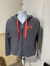 Girl  s Under armour Semi Fitted Coldgear Full Zip Gray Hoodie -L Exc Cond