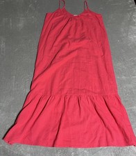 Loft Dress Womens Small Pink Linen Blend Midi Beach Coastal Preppy Sleeveless