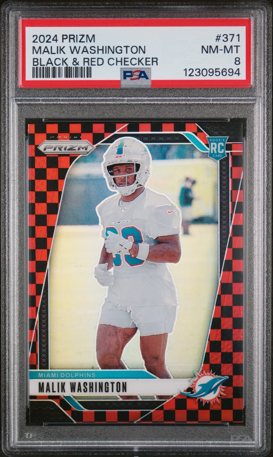 2024 Panini Prizm Football Malik Washington Black and Red Checker Prizm RC #371