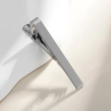 2.2" Inches Tie Clip Mens Silver Bar Necktie  Silver Clasp Clamp Stainless Steel
