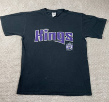 Vintage Sacramento Kings T Shirt Mens Medium Black Purple Graphic Tee VF 90s