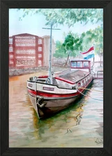 Houseboat Amsterdam Framed Wall Art Poster Canvas Print Picture