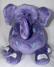 Animal Alley Toys R Us Plush Fat Purple Elephant Round Pillow Blue Spots 13  