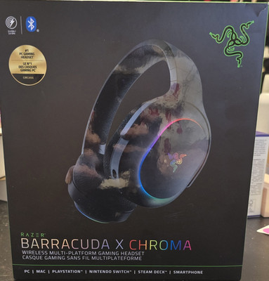 Razer Barracuda X Chroma Wireless RGB Gaming Headset Detachable Boom Mic Black