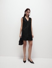 Marks & Spencer Womens Black Mini Shift Sequin Dress - M&S