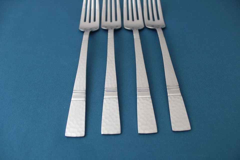 4 horquillas de cena Gorham BALUSTER II martilladas 18/10 acero inoxidable Vietnam 8 1/8" Foto 2 de 4