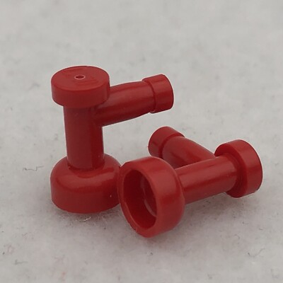 LEGO 4599b Red Tap 1 x 1 without Hole in Nozzle End (x2)