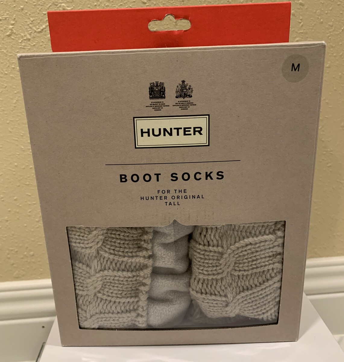 タイツ・ソックス HUNTER UNISEX Original 6 Stitch Cable Tall Bootsocks Gray UA New Hunter Original 6 Stitch Cable Tall Boot Socks Grey M