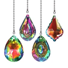 4 Pieces Crystal Ceiling Fan Pull Chain Rainbow Maker Pull Chain Extension