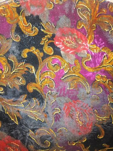 NWT Vintage Floral Flocked Velvet Black Multicolor Handbag - Picture 10 of 10