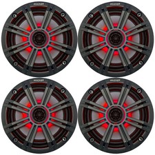 4 x Kicker 6.5" OEM Replacement 150W Marine LED Coaxial Charcoal 2-Way Speakers