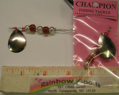 2 RS CHAMPION BUMBLE-BUG #4 COLORADO NICKEL 1 BLADE DRIFTING SPINNER - ROOTBEER