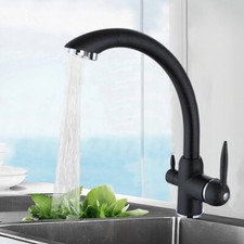 Kitchen Sink Faucet, Dual Handle Kitchen Faucet, Bathroom 2 Handles Faucet Black