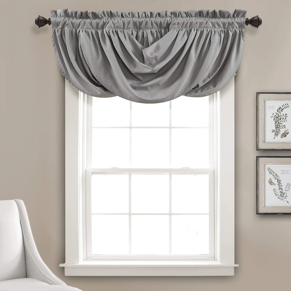 Lucia Gray Waterfall Valance - Elegant Soft Polyester Curtain for Any Room - Image 2 of 4