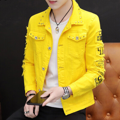 Spring And Autumn Jeans Coat Men's Korean-style Fashion Students