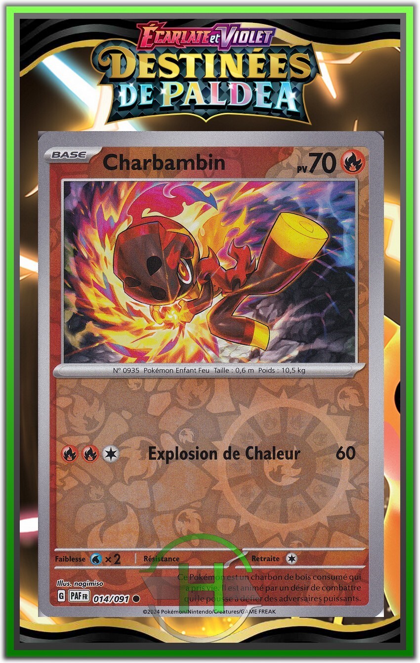 Charbambin Reverse- EV4.5:Destinées de Paldea - 014/091 - Carte Pokémon FR Neuve