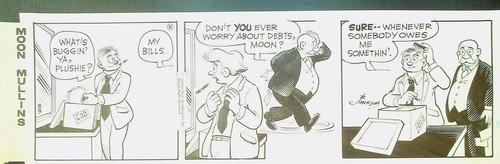 Moon Mullins Ferd Johnson Original Comic Strip Art August 9 1969