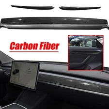 3xReal carbon fibre dash door trim replacements forTesla model 3/y 2019-2023
