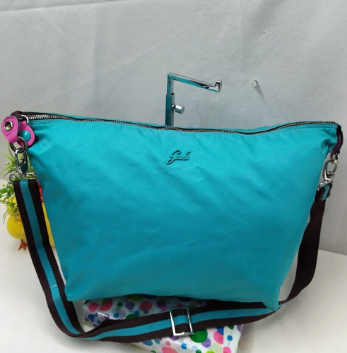 Gabs Turquoise Blue Nylon Zipper Closure Crossbody Shoulder Bag - Made In Italy - Picture 2 of 20