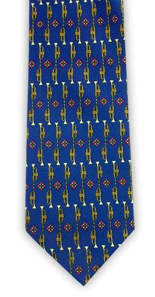 Blue Trumpet Tie - Music Gift - Music Themed Tie - Gift for Trumpet Players