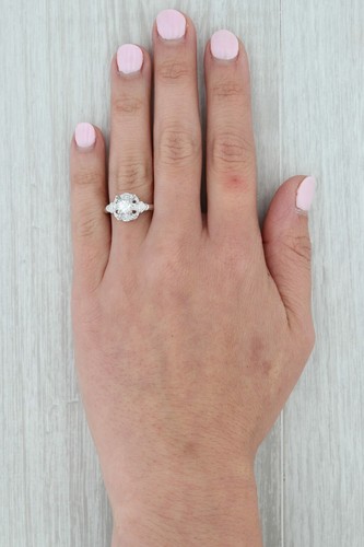 Vintage 0.51ct Diamante Fidanzamento Anello 14k Oro Bianco Misura 7.75 - Foto 8 di 8