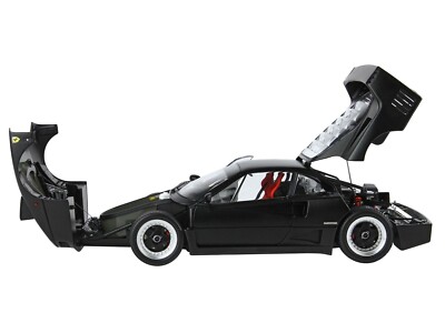 FERRARI F40 MATT BLACK W/SNOW TIRES & DISPLAY CASE 1/18 BY BBR