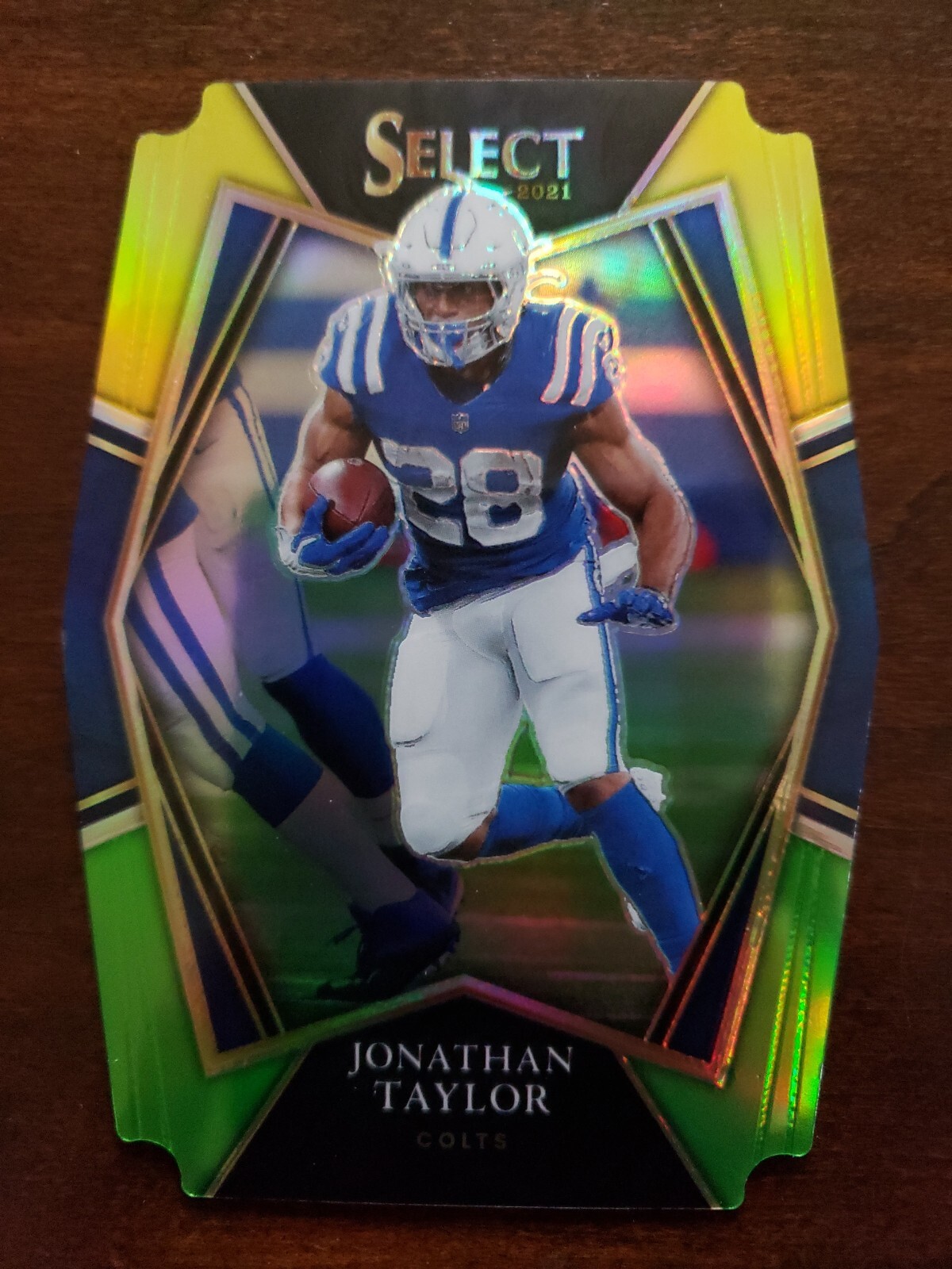 2021 Panini Select Jonathan Taylor Premier Yellow & Green Die Cut  Prizm #116