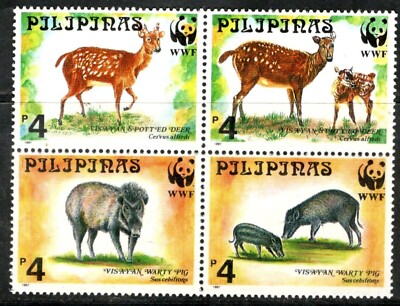 Philippines 1997 WWF Visayan Wildlife Deer & Pig. Block of 4v MNH | eBay