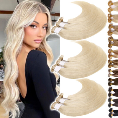 100-200 Strähnen Keratin Bonding Hair Extensions Echthaar Haarverlängerung Braun
