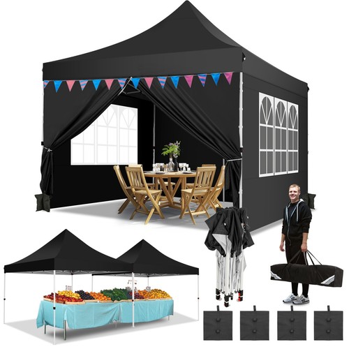 10'x10' Pop-Up Canopy Tent with 4 Removable Sidewalls Outdoor Canopy for Parties - Bild 8 von 61