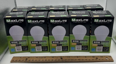 Set Of 60w Equivalent 9w MaxLite Dimmable LED Light Bulbs Soft White ...