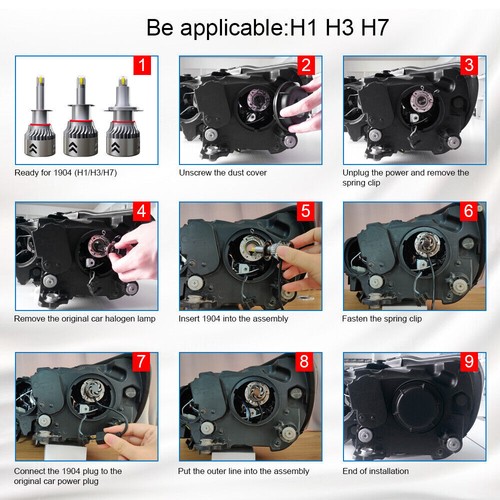 360° Side H8 H9 H11 H1 H7 9005 9006 LED Headlight Bulbs Hi/Lo Beam 30000Lm Light - Picture 12 of 17