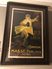 French Champagne Lithograph by Marcellin Auzolle circa 1920