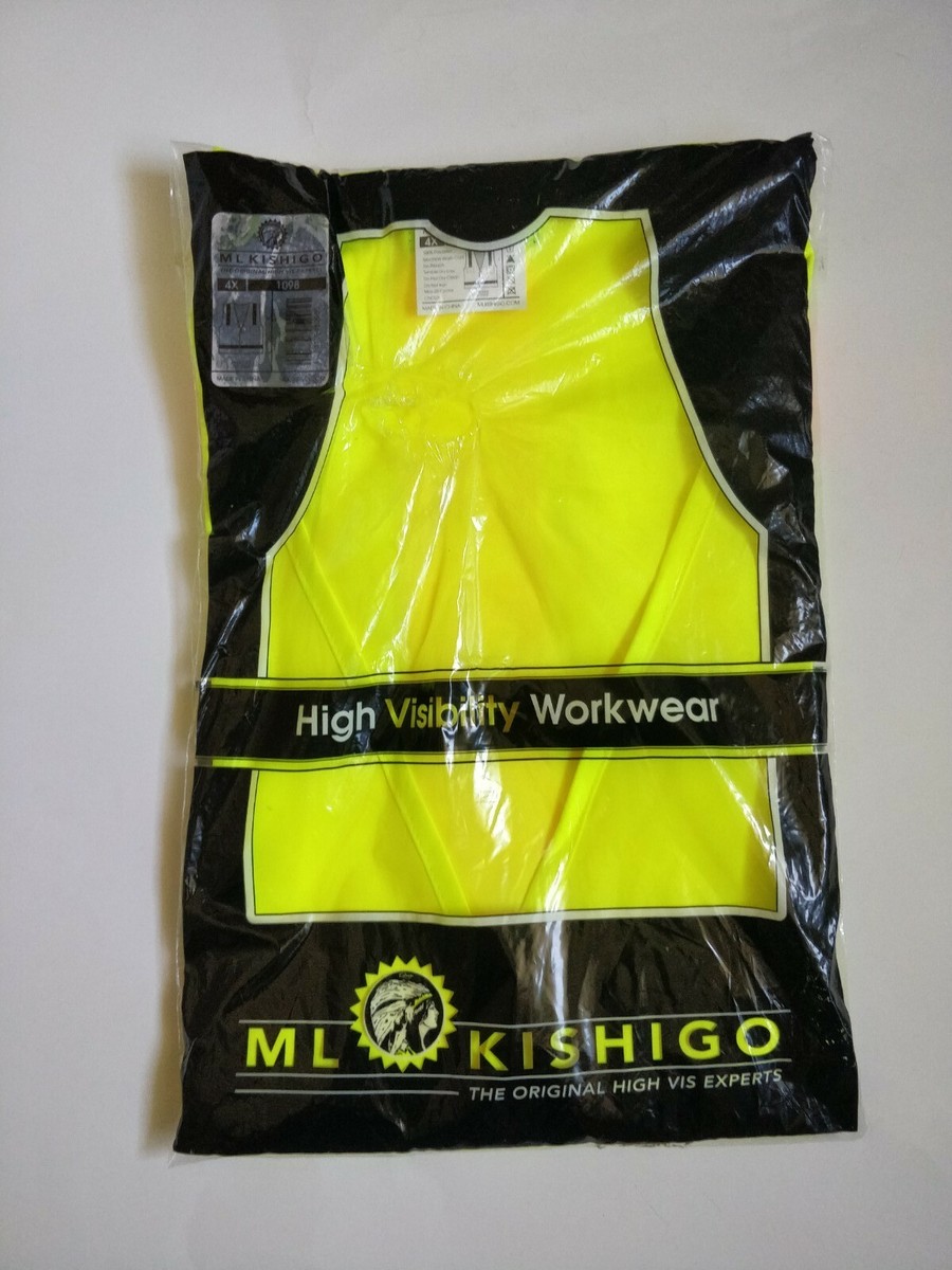 High Visibility Vest ML Kishigo Sz 4X XXXX 1098 Yellow *See