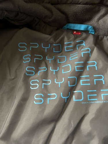 SPYDER WINTER PARKA COAT YOUTH 16 boys blue black ZIPPER POCKETS - Picture 4 of 13