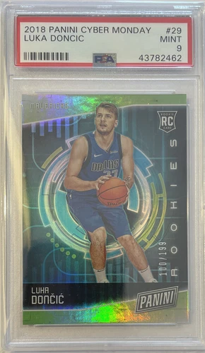 2018 Luka Doncic Panini Cyber Monday #29 RC #/199 PSA 9 Mint + Bonus Card 🔥