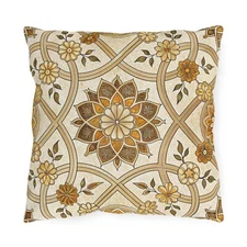 Middle Eastern Style Arabesque Print Outdoor Pillow, Boho Decor, Deck Cushion 