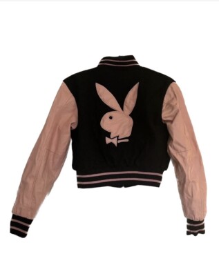Vintage Rare Playboy Bunny Reversible Varsity Leather Jacket Pink