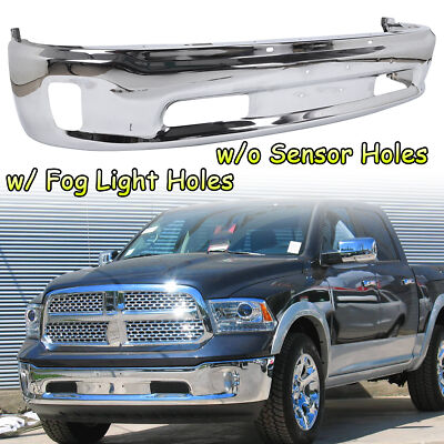 Chrome Front Bumper Face Bar W/ Fog Light Holes For Ram 1500 2019-2023
