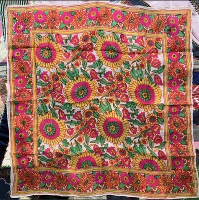 vintage indian silk sunny floral scarf