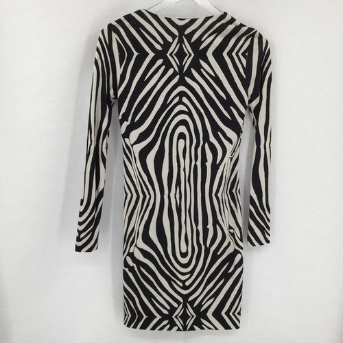 DVF Diane von Furstenberg Reina Tete Zebra schwarz weiß Tunika Kleid Seide Neu 2 - Bild 4 von 6