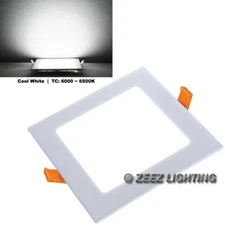 20W 9-Inch Square Cool White LED Recessed Ceiling Panel Light Slim Lamp Fixture