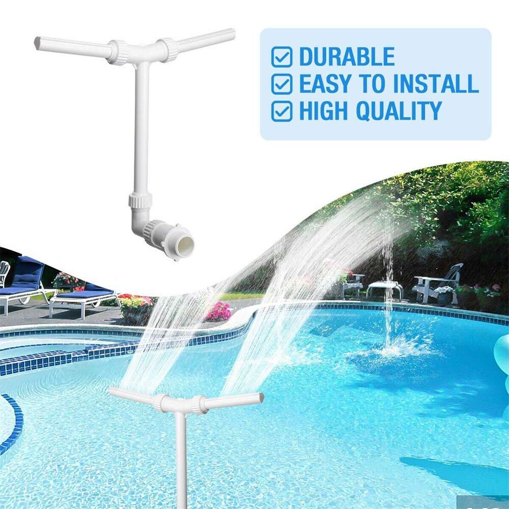 Fuente de pulverización para piscina cascada, doble pulverizador piscina agua 2 en 1 blanca